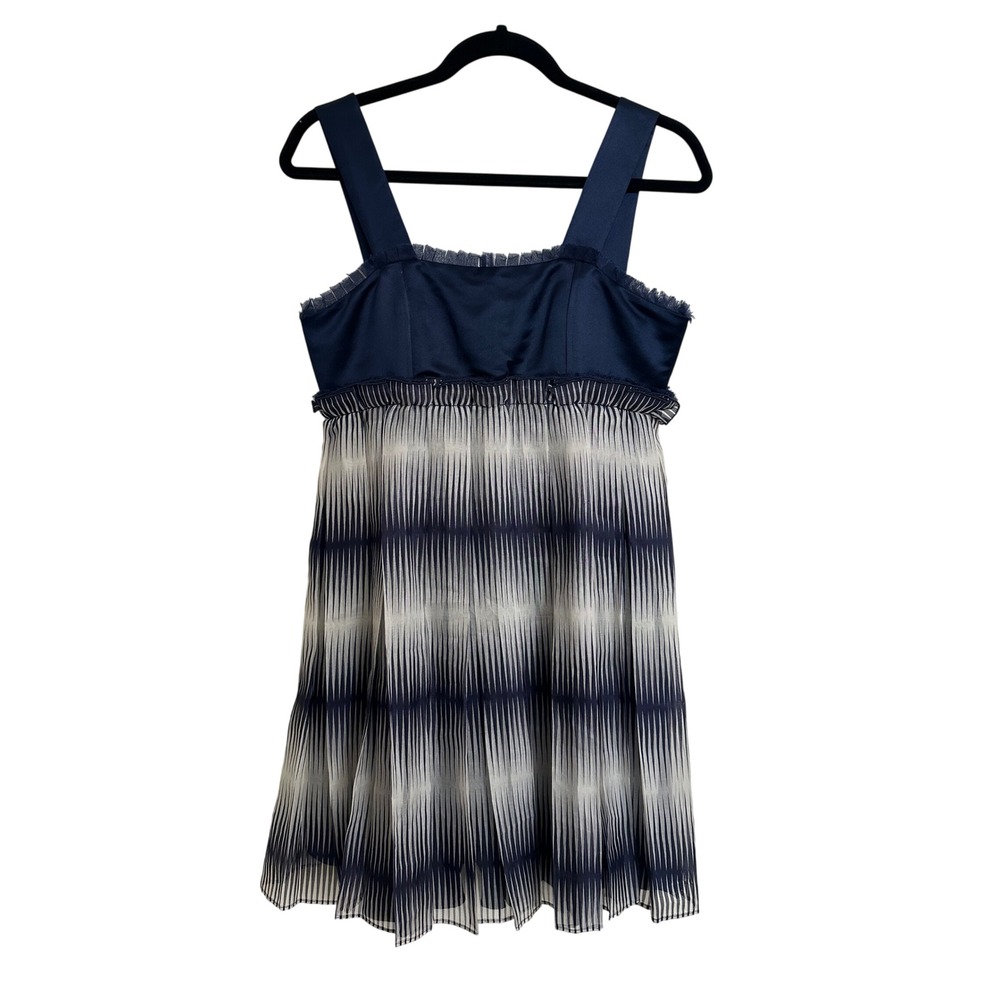 Alice + Olivia Silk Pleated Abstract Stripe Dress Y2K Indie Sleaze